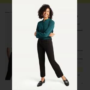 Betabrand Crop Lite Black Yoga Career Dress Pants Ponte Cuffed Small